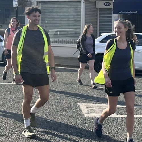 Giant Walkers 2025 about to cross finish line in Hale (Manchester)