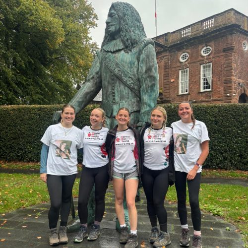 Hale2Hale Giant Walk for Cry starting point at the Childe of Hale statue in Hale on Mersey.