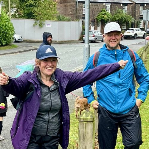 Family and friends celebrating at the end of the Giant Walk for CRY 2025.