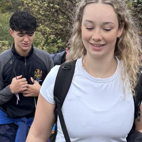 Trekkers walking across Hale on Mersey bridge on the Giant Walk for CRY 2025.