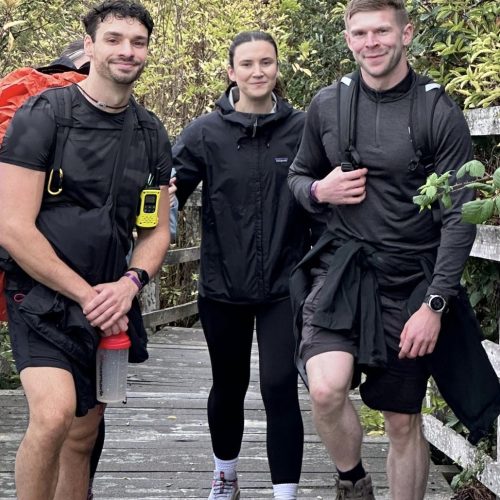 Trekkers walking across Hale on Mersey bridge on the Giant Walk for CRY 2025.