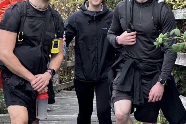 Trekkers walking across Hale on Mersey bridge on the Giant Walk for CRY 2025.