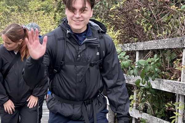 Trekkers walking across Hale on Mersey bridge on the Giant Walk for CRY 2025.
