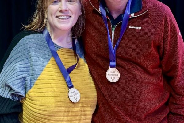 Finishers with medals.