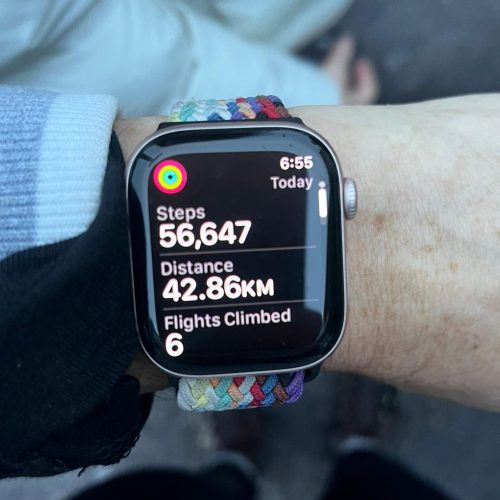 Applewatch showing distance covered at the end of the MyIsrael marathon.