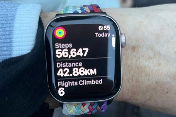 Applewatch showing distance covered at the end of the MyIsrael marathon.