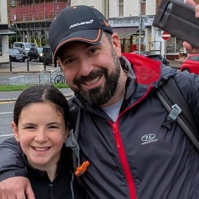 Father and daughter during MyIsrael marathon walk.